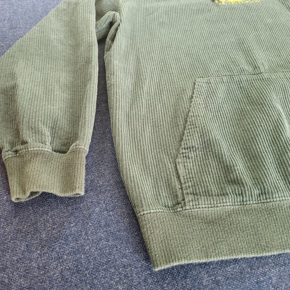 Crooked Skateboarding Corduroy Hoodie Green Embroidered Logo Pullover Size L - Picture 3 of 11